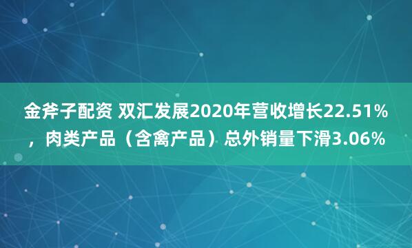 金斧子配资 双汇发展2020年营收增长22.51%，肉类产品（含禽产品）总外销量下滑3.06%